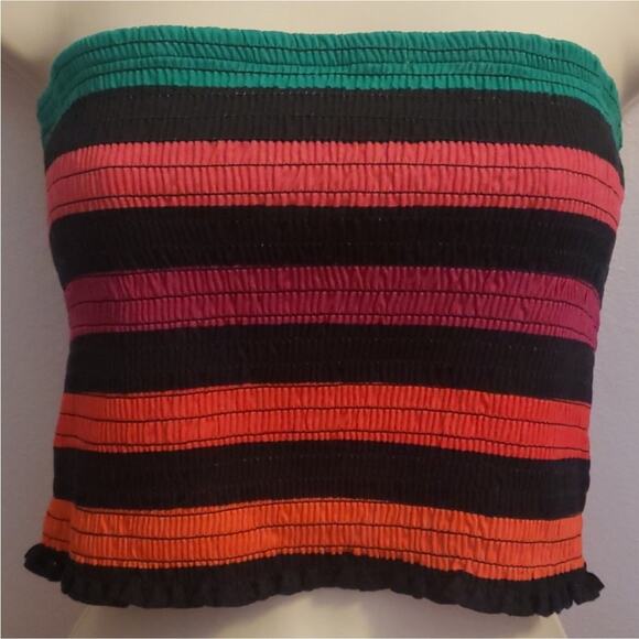 New EXPRESS Love Unites M Rainbow Striped Cropped tube Top - Picture 1 of 6